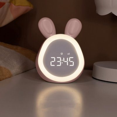 Night Light Adorable Bunny Alarm Clock With Night Light For Bedrooms Featuring Smart Settings Adjustable Brightness Alarms And Multiple Ringtones For All Ages