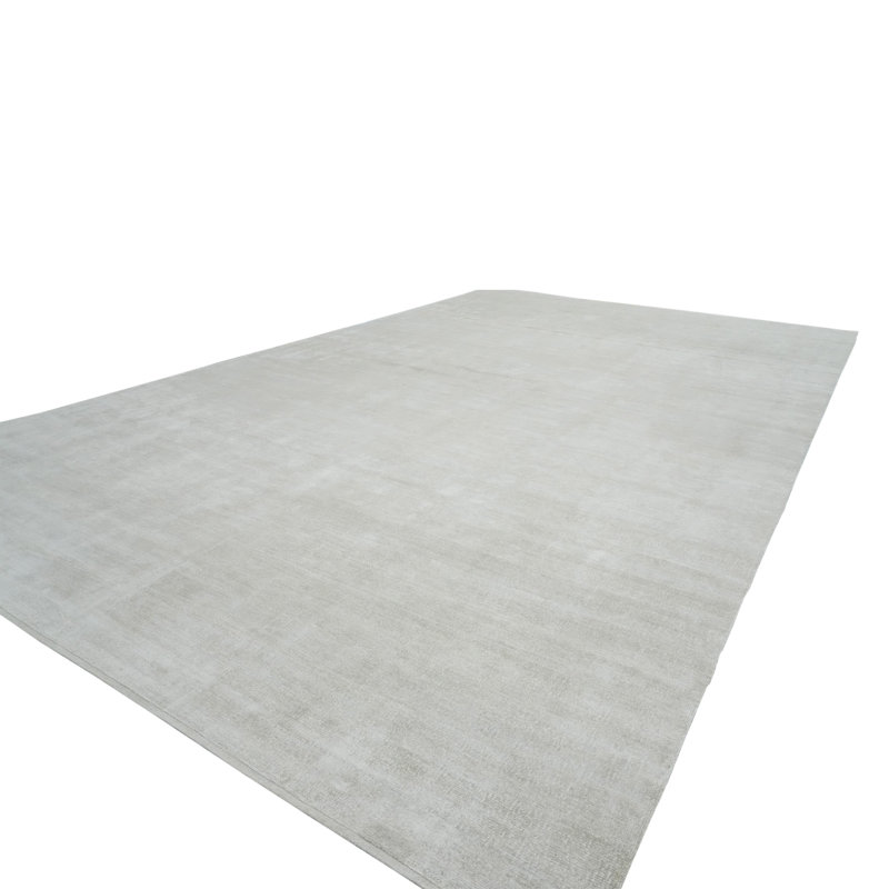 Solid Saree Silk Rug, Light Beige, Rectangle 15' x 24'
