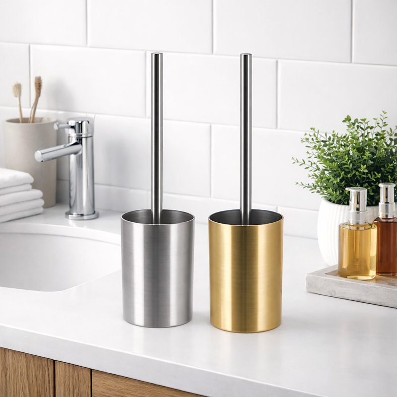 Ensemble de brosse et support de toilette en aluminium brossé NOUMEA, Or