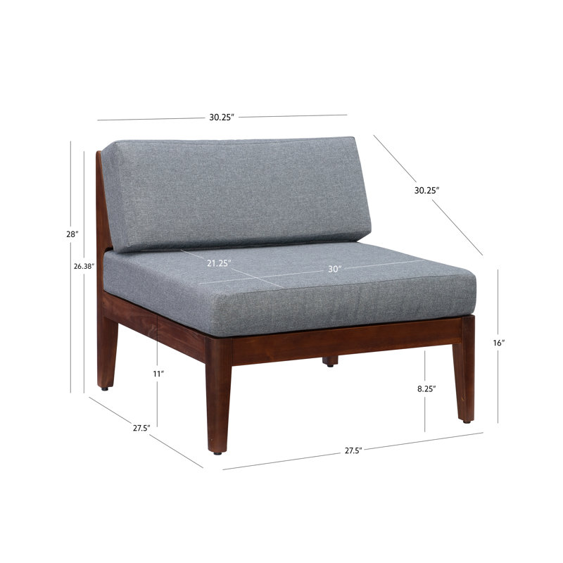 Canapé modulaire avec coussins Deloris, Noyer
