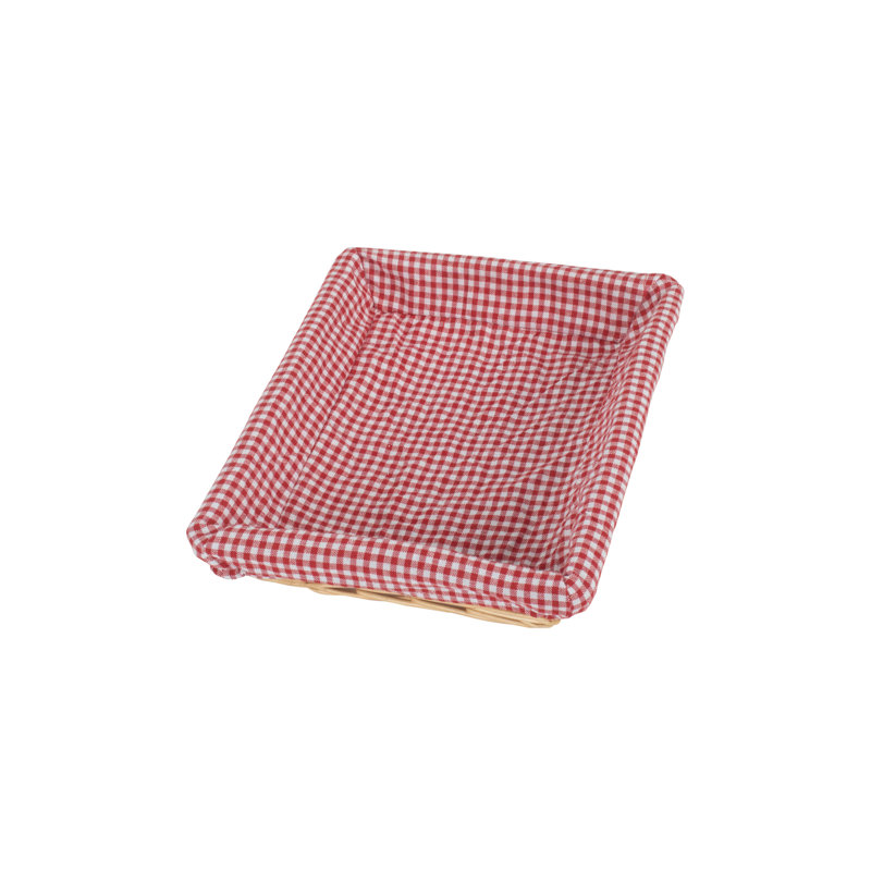 Wicker Display Tray Basket with Checked Lining, Red