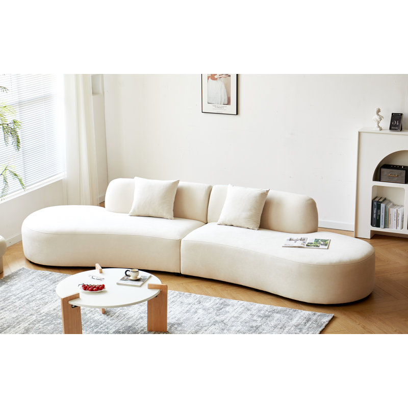 132.3'' Wide half moon design curved sofa, Ivory