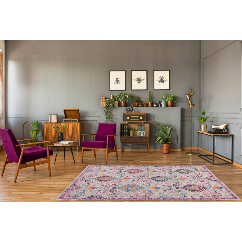 Tapis oriental rose / beige Harrold, Rectangulaire 5 pi 3 po x 7 pi 6 po