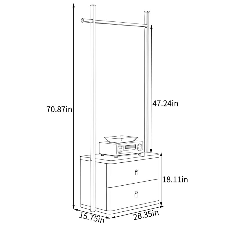 Elegant Black Walnut  Storage Hallstand, Walnut/White