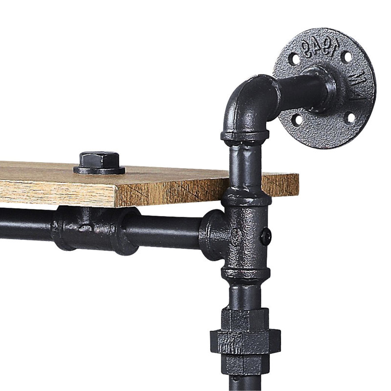 Étagère murale 2 de style industriel - structure en métal, chêne et noir sablé, idéale pour le rangement des présentoirs en métal