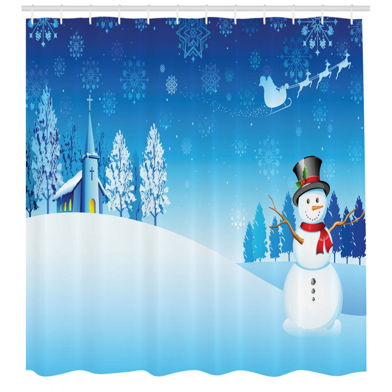 Rideau de douche simple christmas bonhomme de neige église stars, H 69 po x l 105 po