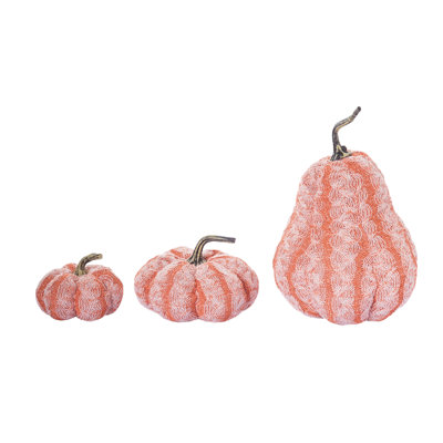 Ophelia & Co. 9 in. Orange Harvest Pumpkin with Stitch Pattern Set of 3