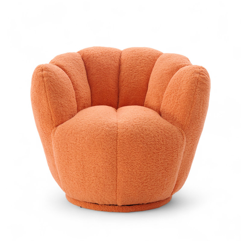 Alivya Upholstered Swivel Barrel Chair, Orange