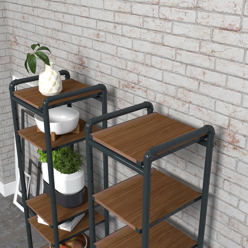 Étagère décorative avec support et étagère, Gris / brun foncé