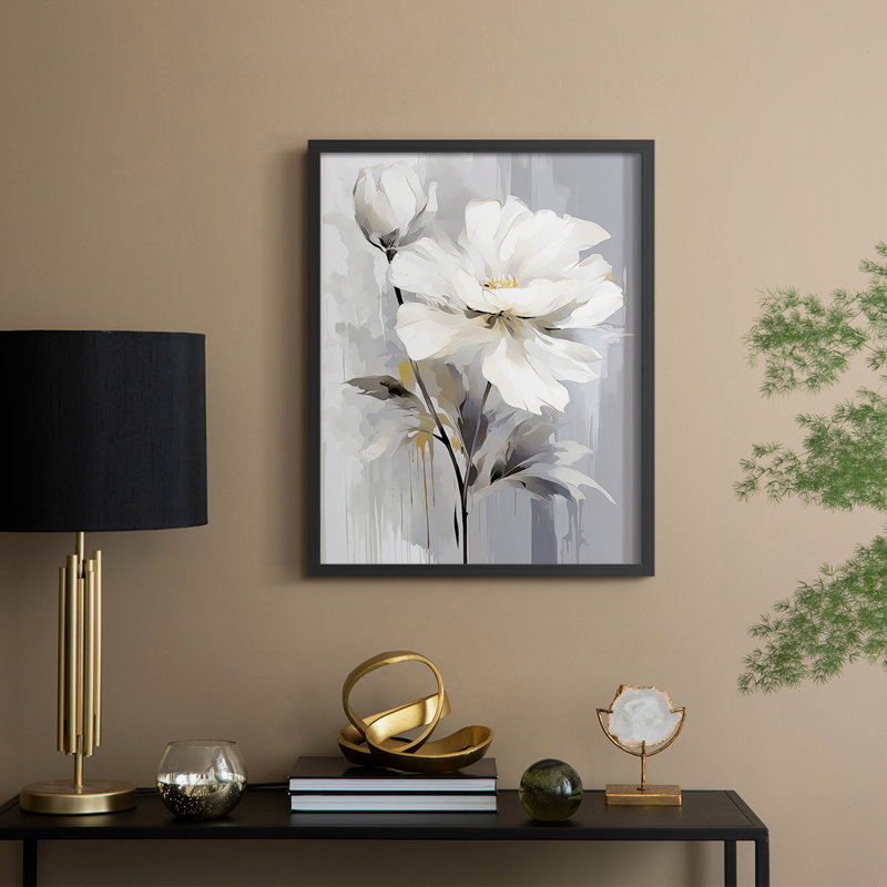 Série FLORAL CDXL III - Impression encadrée de qualité supérieure - Prêt à être accroché - Aucun clou requis