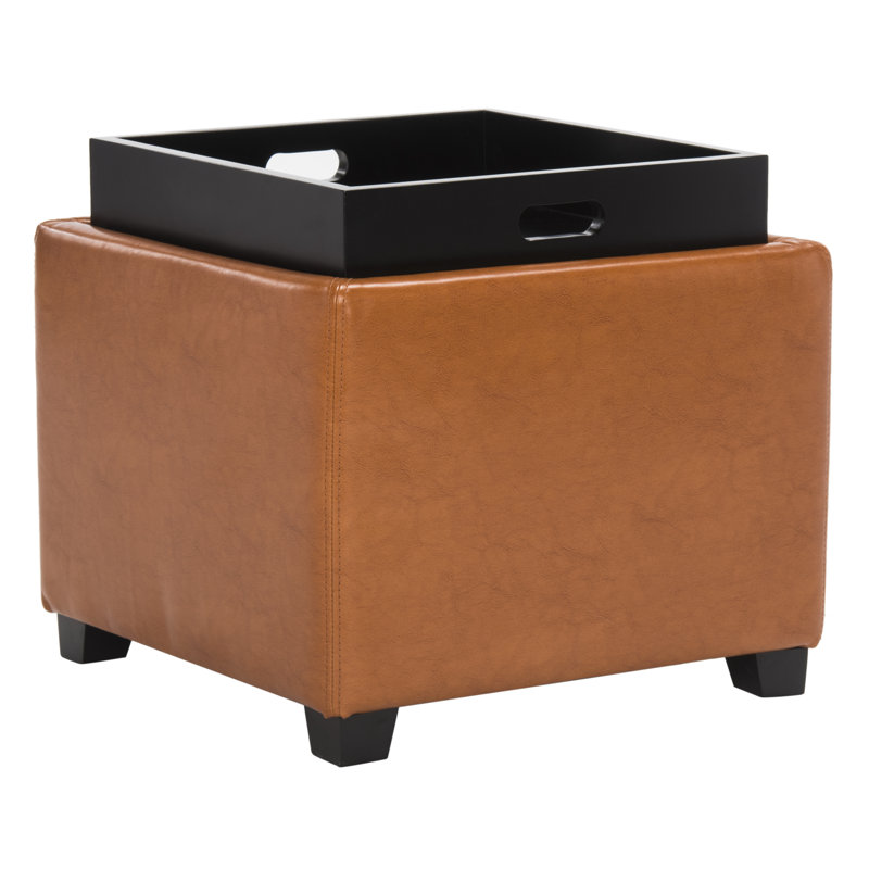 Motto Leather Ottoman, Saddle Faux leather