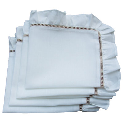 Hemstitch/Ruffle Trim Polyester Abstract Square Napkin