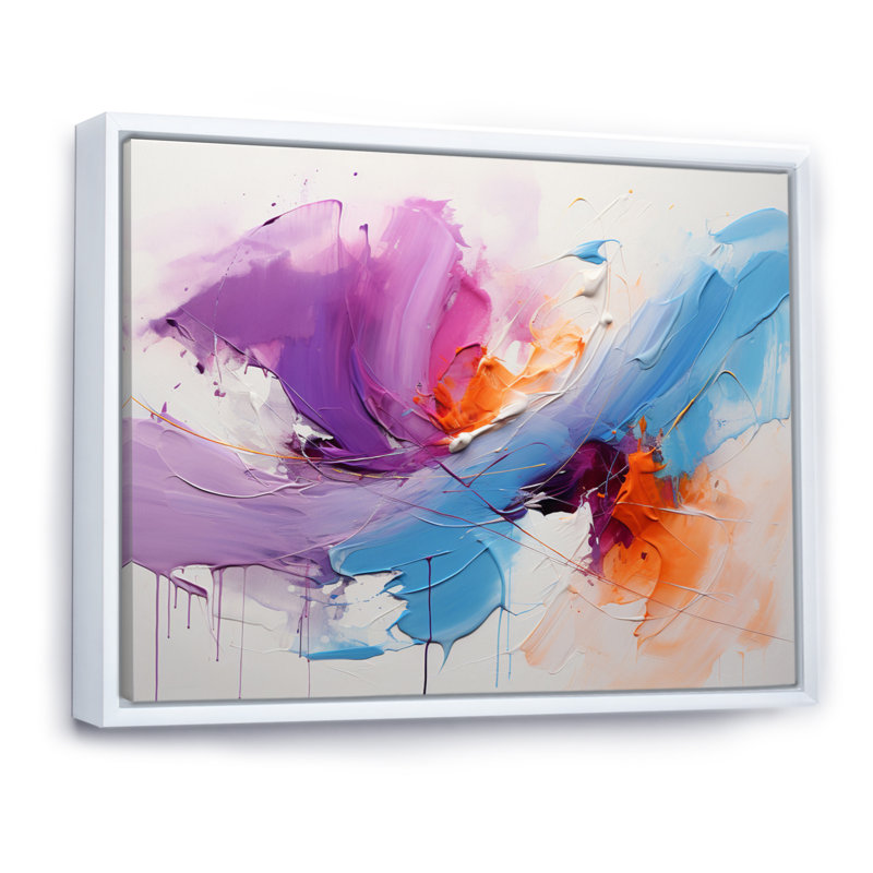 Jakayden " Abstract Paint Strokes ", 30" H x 40" W x 1.5" D, White Floater Framed