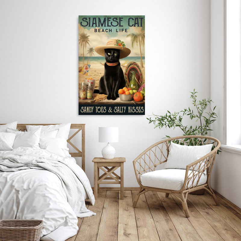 Vie de plage de chat siamois, H 20 po x l 16 po x P 1,25 po