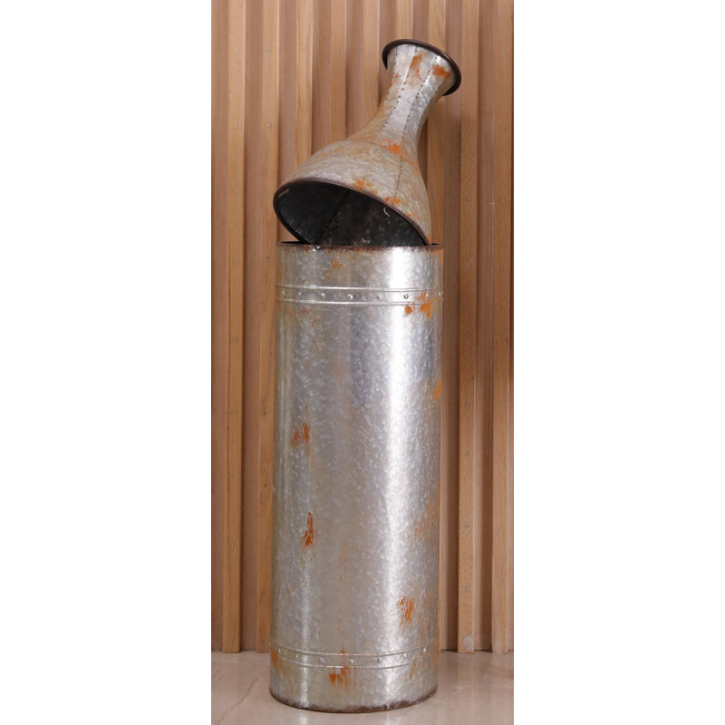 Vase de plancher décoratif en métal galvanisé campagne Hytop, H 33,25 po x L 9 po x P 9 po