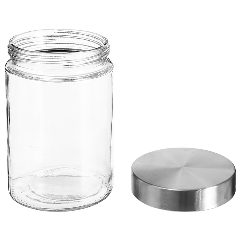 Glass Storage Jar Set 0.65L with S/Steel Lid, 17cm H x 33cm W x 11cm D