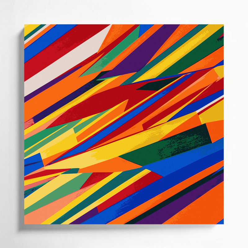 «Hard Edge 76», art mural sur toile bleue, H 12 po x l 12 po