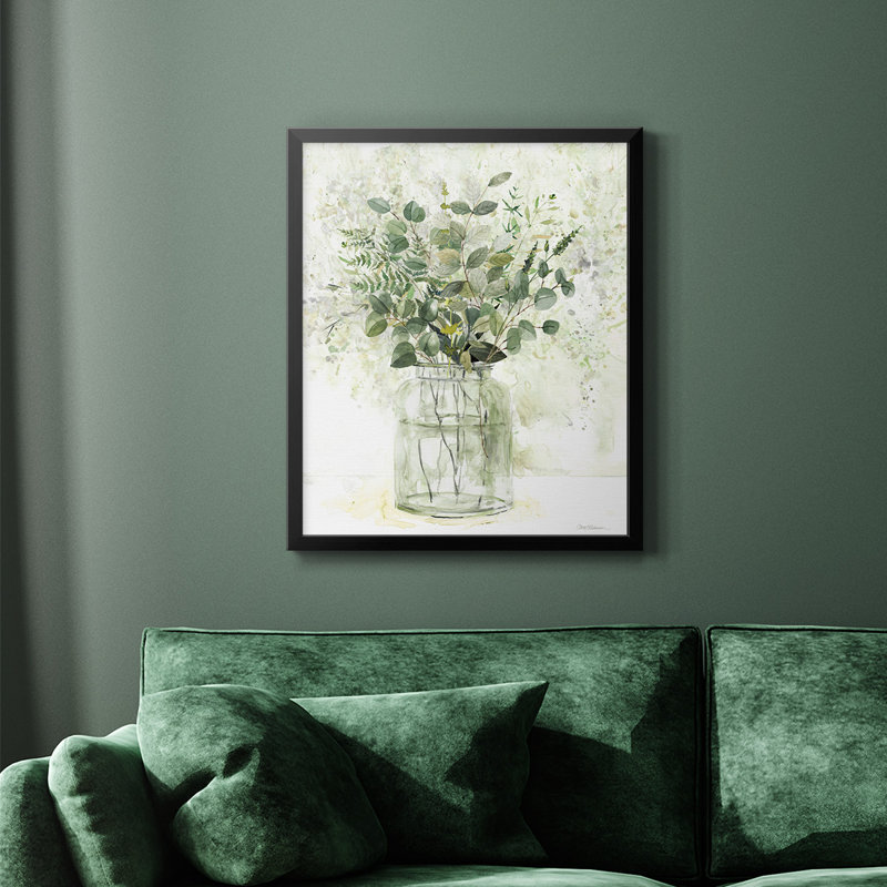 Toile encadrée de qualité supérieure Delicate Greenery II - prête à être accrochée, Noir, H 24 po x l 20 po