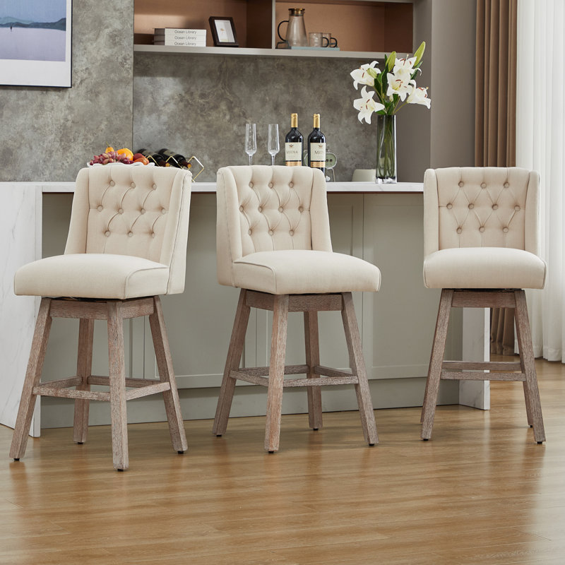 Tabouret de bar rotatif Terron, Beige, Tabouret de bar (siège d'une hauteur de 28,5 po)