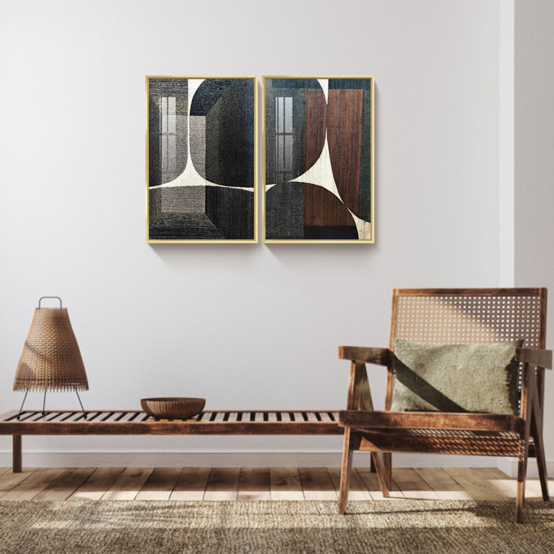 "Boho", reproduction d'art sur toile géométrique, Or, L 32 po x H 24 po