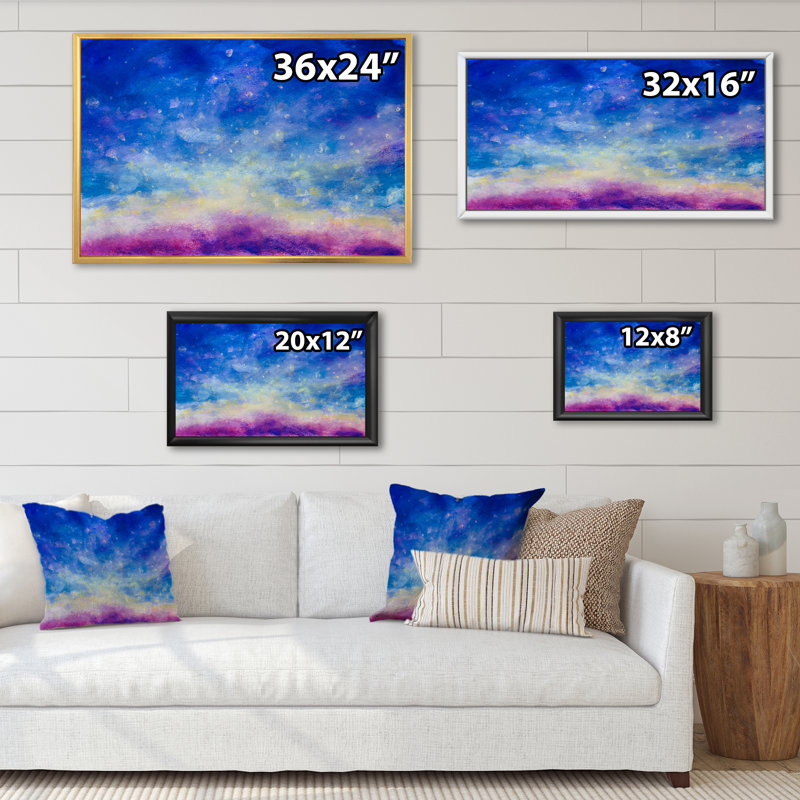 «Blue Oil Abstract Sky», reproduction sur toile flottante, H 8 po x l 12 po x P 1 po, Cadre flottant blanc