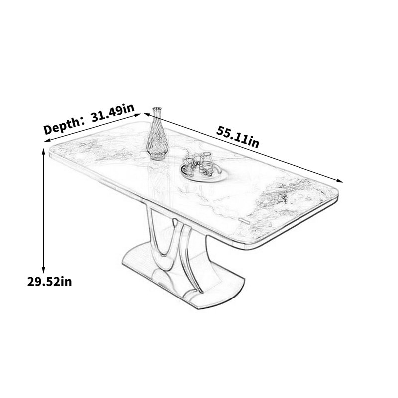 Mohab Light luxury simple rectangular dining table, 29.52"H x 55.11"L x 35.43"W