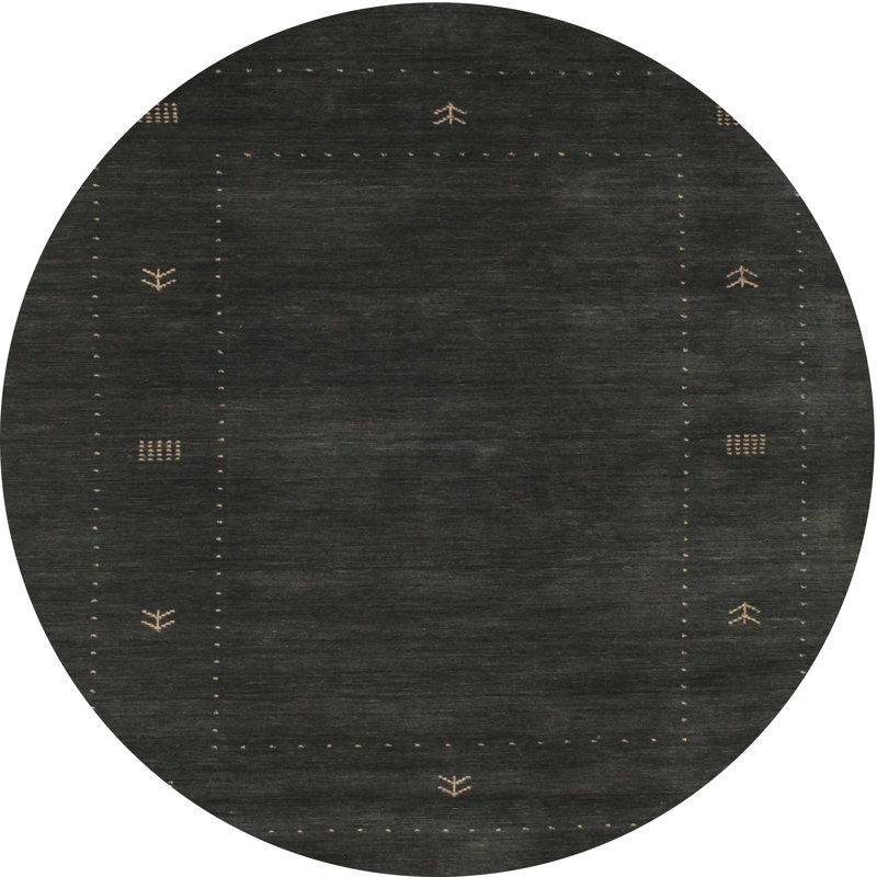 Tapis contemporain noir / brun, Rond 3 pi