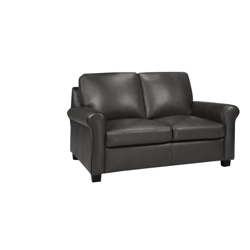 Canapé Ambrie, Cuir gris pierre, H 36 po x l 58 po x P 37 po