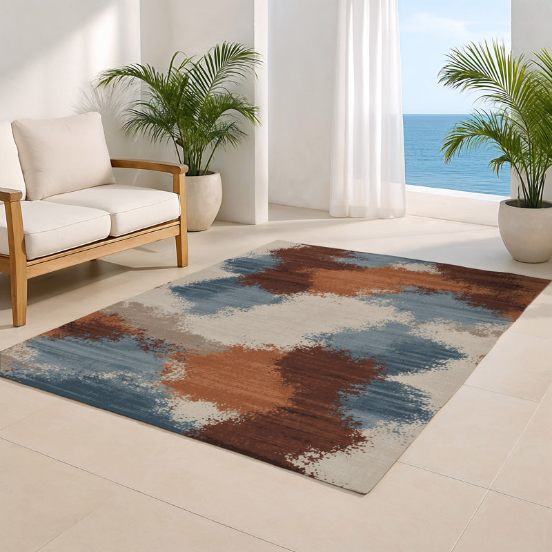Watercolor Gray Indoor and Outdoor Area Rug, Rectangle 2' x 3'