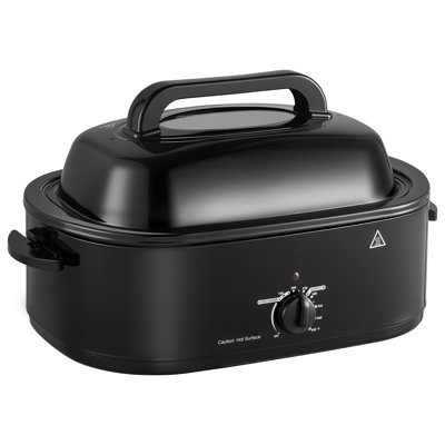 Electric Roaster Oven, 20 Qt Capacity, Black, 1450W Power, Self-Basting Lid with Viewing Window, Adjustable Heat Range 150-450°F, Countertop Cooker with Defrost and Warm Functions, Includes Removable Pan and Rack