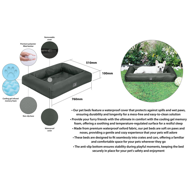 Talli Orthopedic Pet Bed, 10cm H x 51cm W x 76cm D