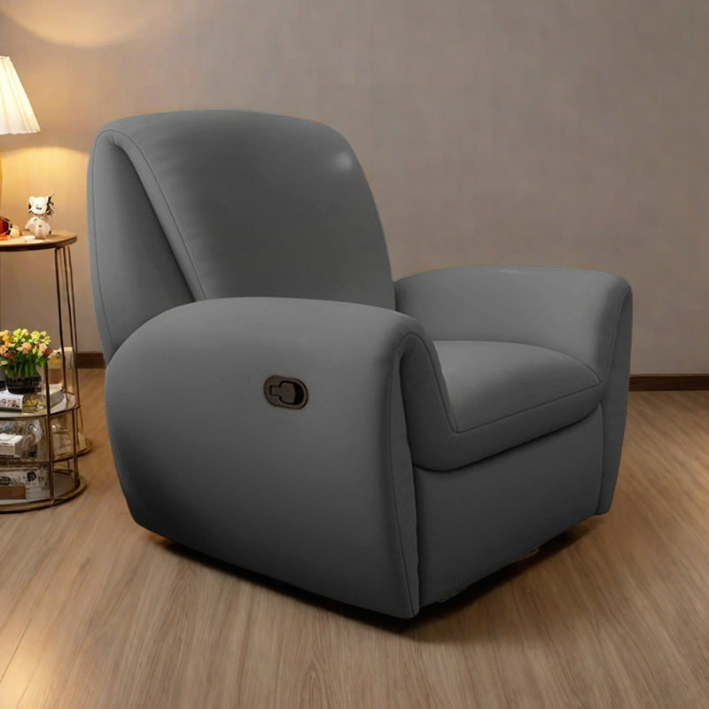 Casual Bedroom Wide Seat Recliner with Metal Base, Gray