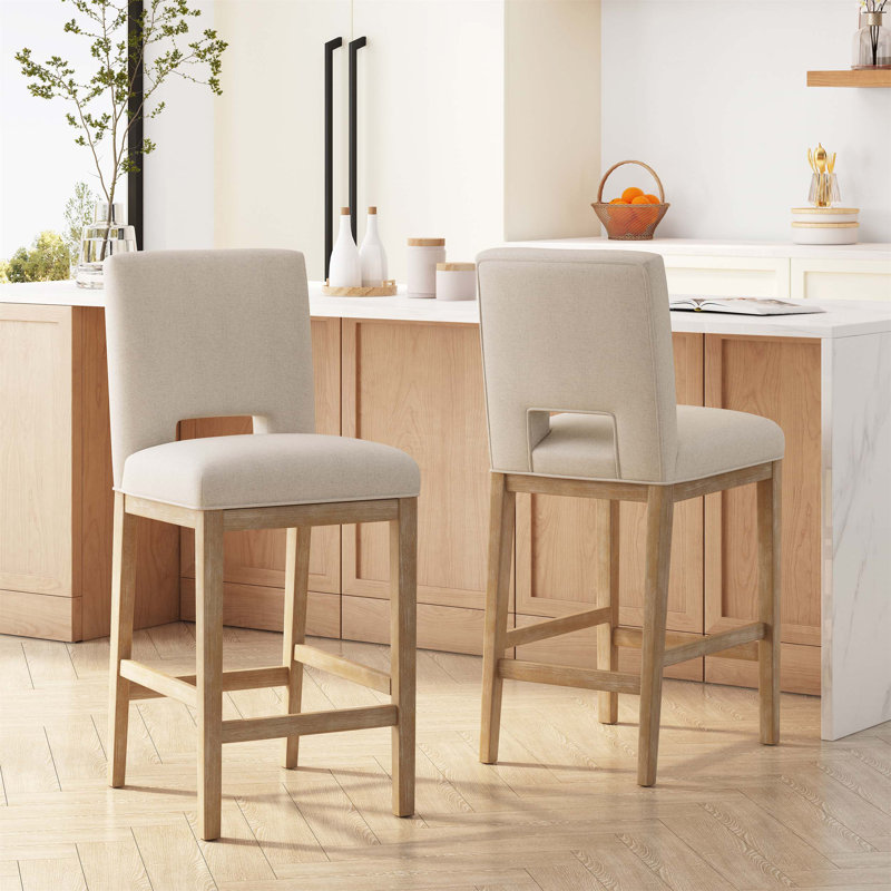 Ensemble de 2 tabourets de comptoir de 31 pouces avec tissu respirant et dossier ergonomique en forme de L pour plus de confort et de style