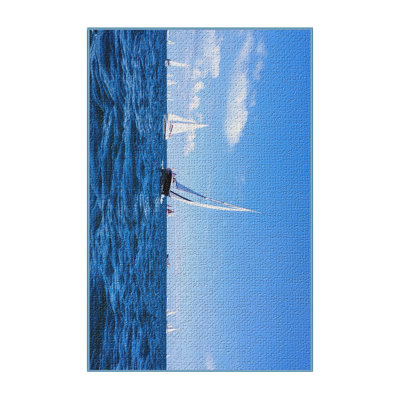 Tapis bleu avec voile