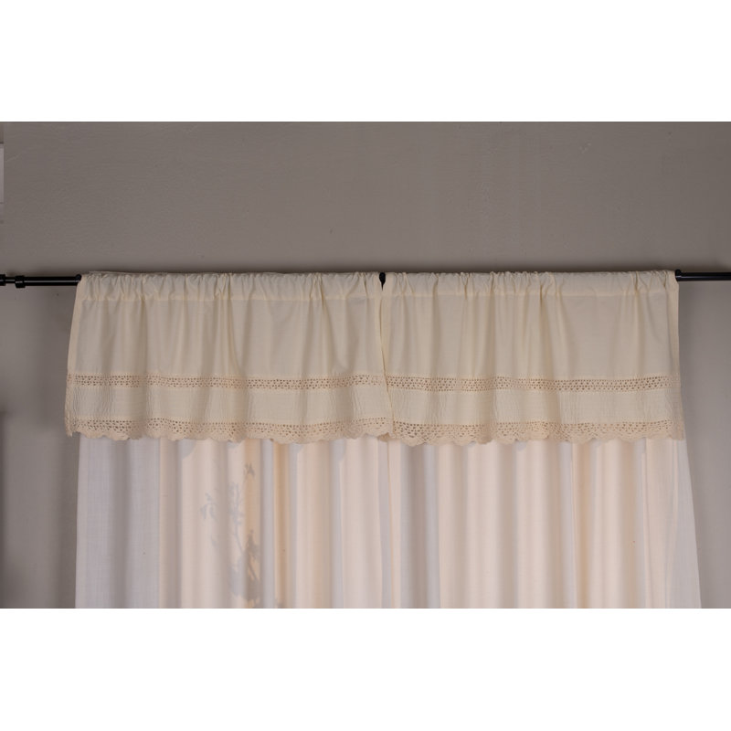 Cantonnière festonnée en coton 40 po Sanket, Ivoire