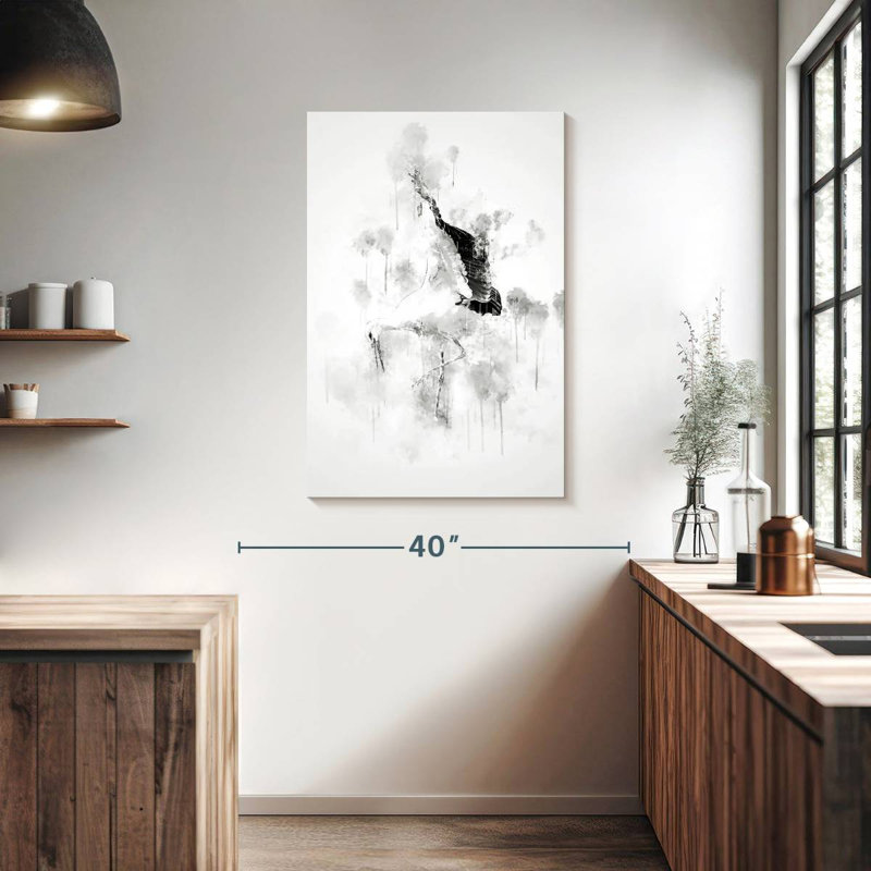 Brampt Stork Black And White, 39" H x 26" W