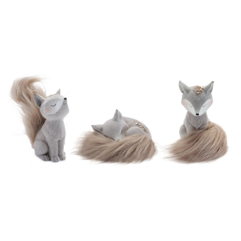 Figurines Woodland Fox avec queue en fausse fourrure (ensemble de 6)