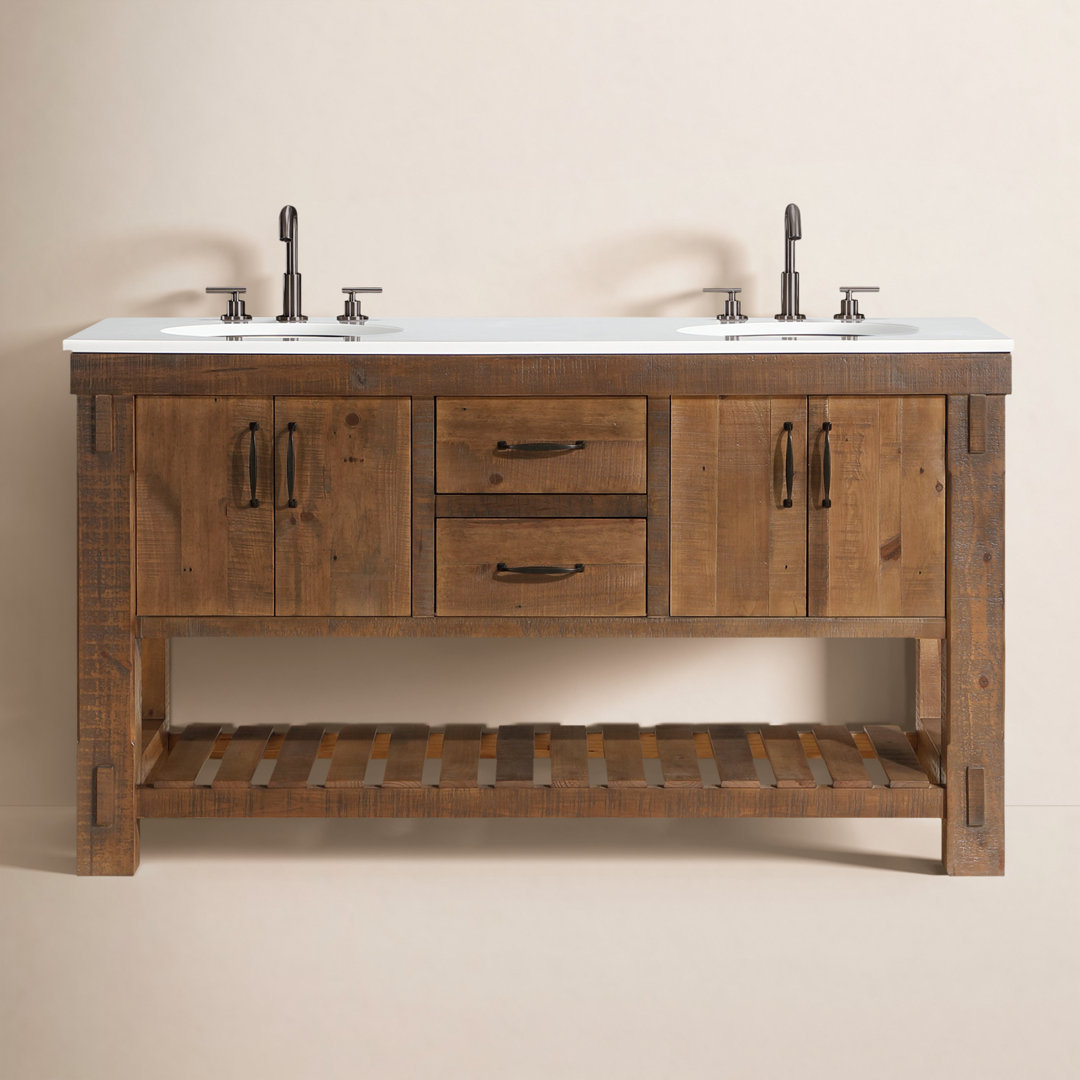 Bromley 60'' Double Bathroom Vanity with Quartz Top Birch Lane™