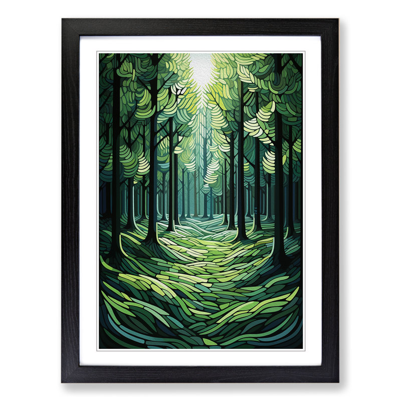 Spring Forest Op - Single Picture Frame Print on Wood, 34cm H x 25cm W, Black Framed