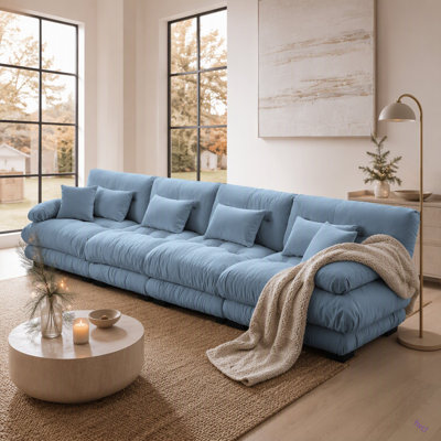 Canapé modulaire 4 places à assise profonde et canapé modulaire, canapé en chenille Canapé rembourré confortable pour salon, appartement, studio, bureau, chenille