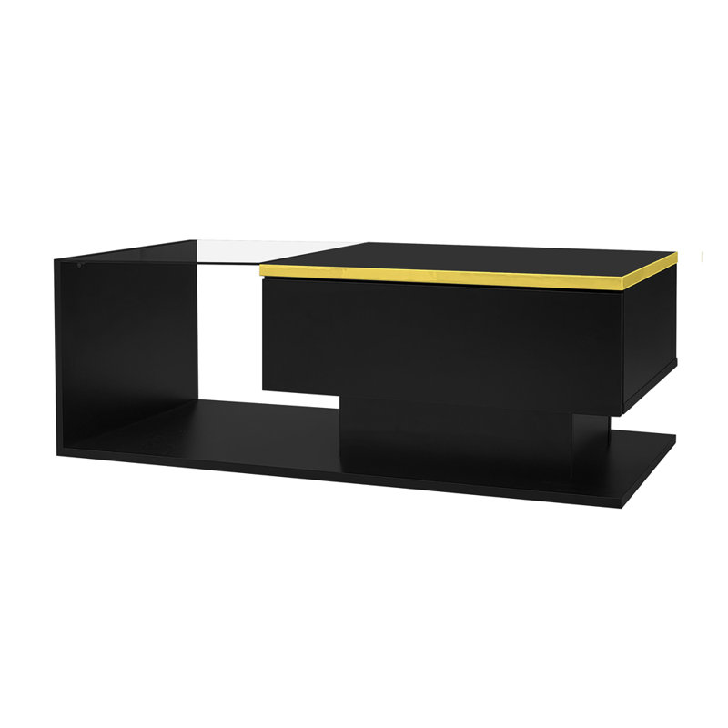 Coffee Table with Storage, Black, 32.5 cm H x 90 cm W x 50 cm D