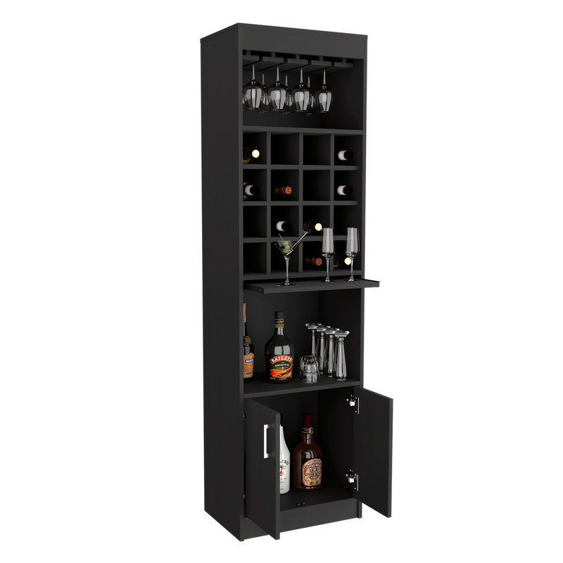 Bar avec 16 casiers à vin, Noir
