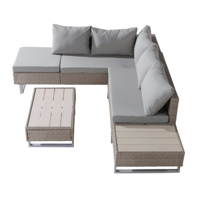 Krisy Rattan 5 - Person Seating Group With Cushions