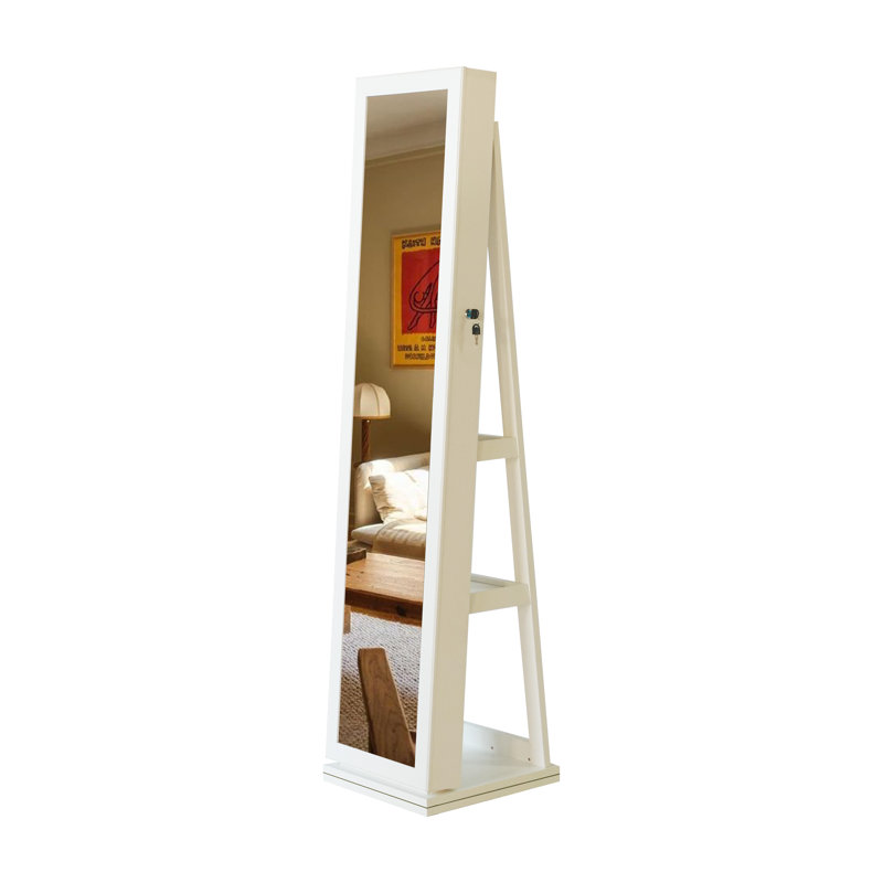 Armoire à bijoux pleine grandeur à miroir pivotant à 360 ° avec lumière DEL