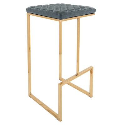 Quilted Leather Bar Stool – Modern Counter Stool, Upholstered Bar Chair with Metal Sled Base, Kitchen Island & Home Bar Seating