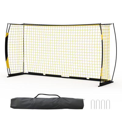 But de soccer de 12 pi x 6 pi pour la cour arrière, filet de soccer portatif avec base en métal robuste, équipement d'entraînement au soccer facile à assembler pour une utilisation intérieure et extérieure, pliable avec sac de transport