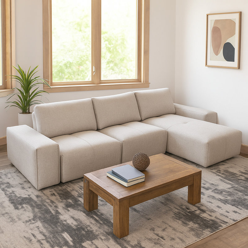 Joa Modular 3 Seater L Sofa W Reversible Chaise, Adjustable Back, Light Greige