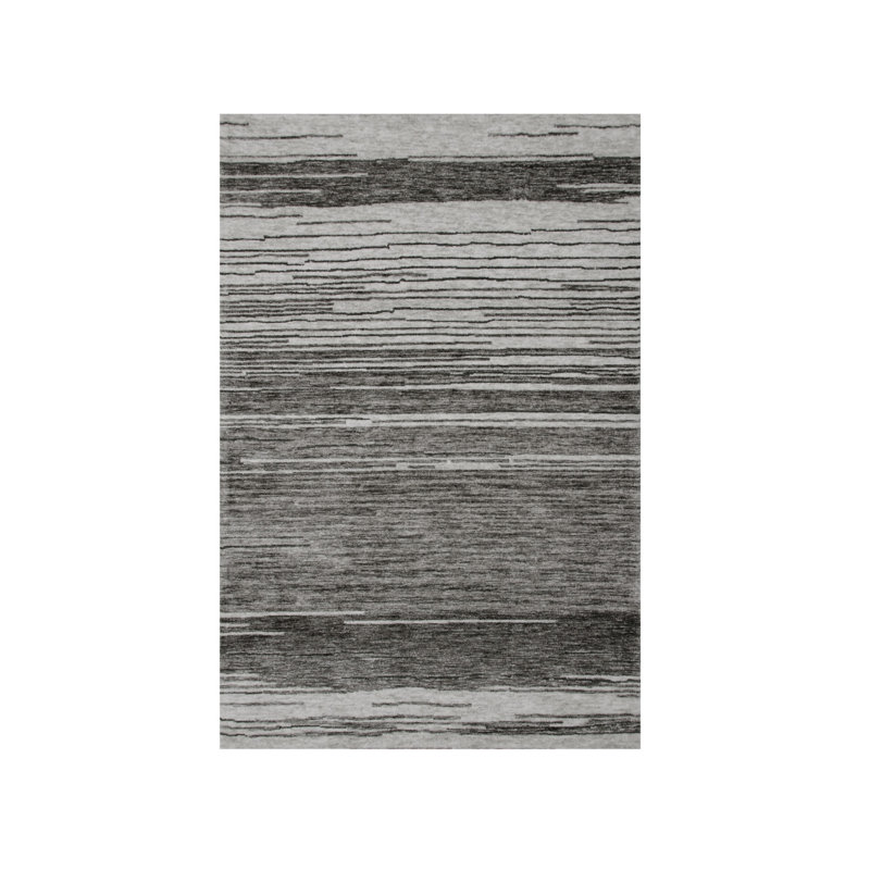 Gray and Black Abstract Power Loom Distressed Non Skid Area Rug, Rectangle 8' x 11'