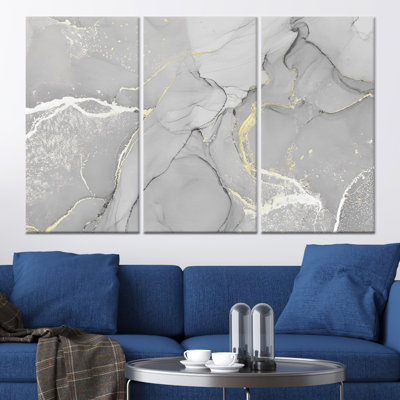 Art mural en marbre gris: toile imprimée décorative dorée pour décor moderne, toile tendue 3P