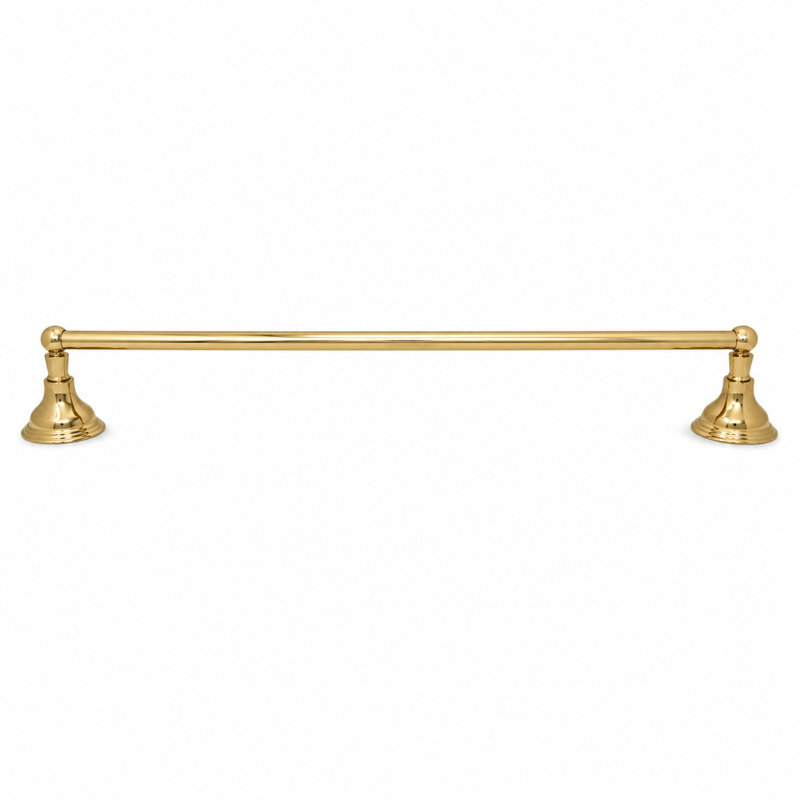 Barre à serviettes murale de style traditionnel 18 pi St. Lawrence, laiton massif et supports, H 1,75 po x L 27 po x P 2,4 po